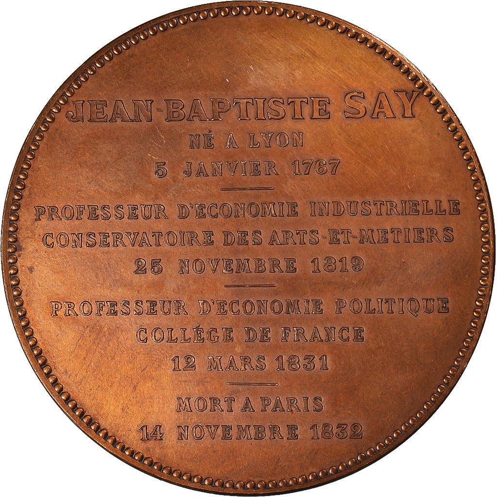Frankreich, Medaille, Mort de Jean-Baptiste Say, Economiste, Politics, 1832