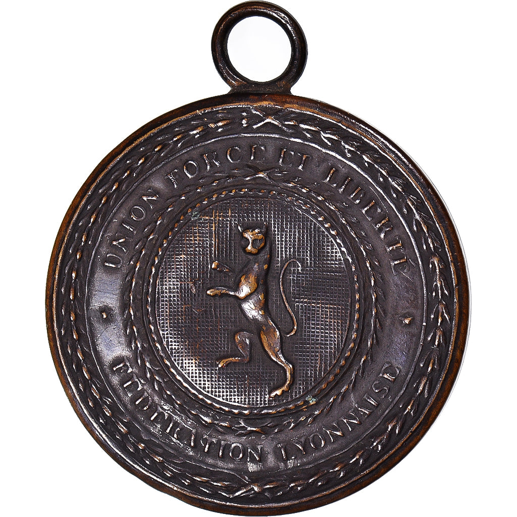 Francia, medalla, Lyon, Fédération Lyonnaise, History, 1790, EBC, Bronce