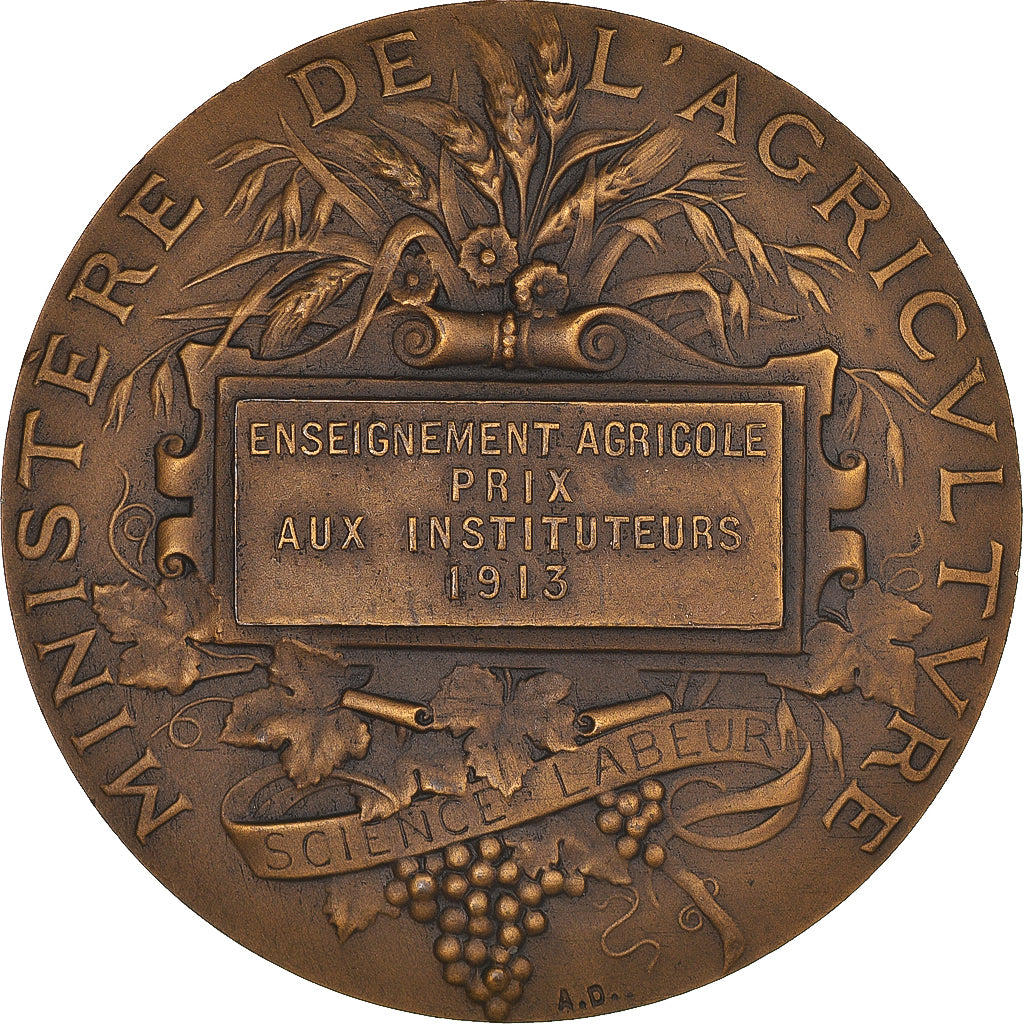 França, medalha, Enseignement Agricole, Prix aux Instituteurs, Agriculture