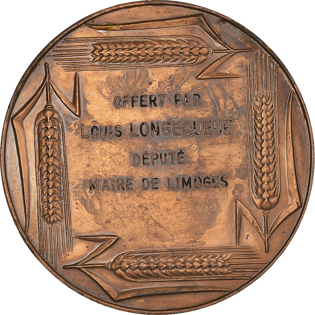 France, Medal, Louis Longequeue, Député-Maire de Limoges, Agriculture