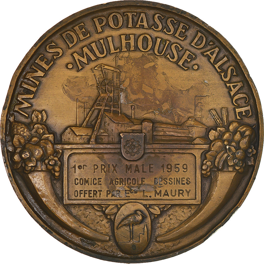 France, Medal, Mines de Potasse, Comice Agricole Bessines, Agriculture, 1959