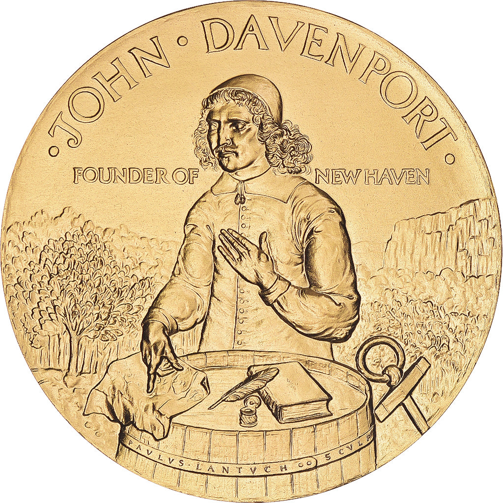 Reino Unido, medalha, John Davenport, Founder of New Haven, História, 1988