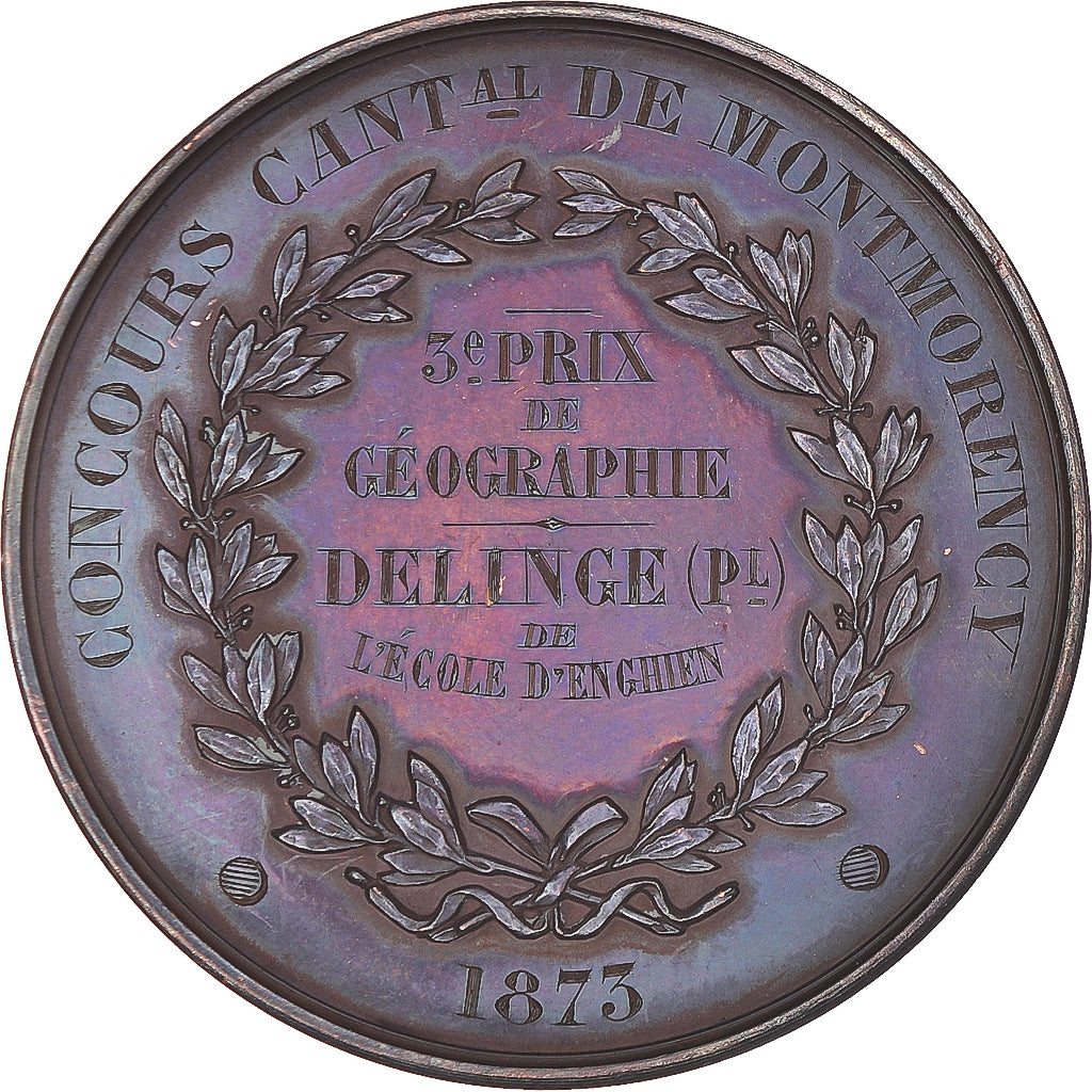 Francia, medalla, Géographie, Concours Cantonal de Montmorency, 1873, Brenet