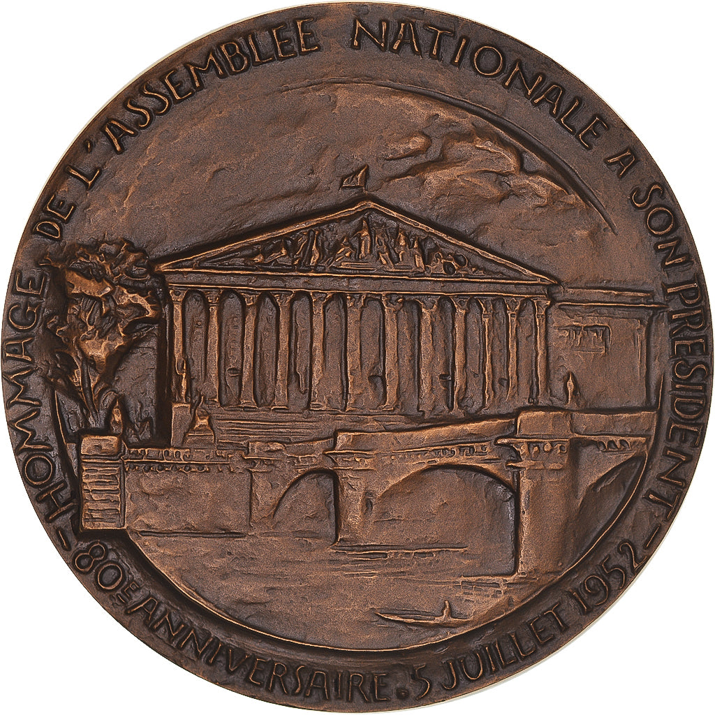 Francia, medalla, Edouard Herriot, Politics, 1952, Corbin, FDC, Bronce