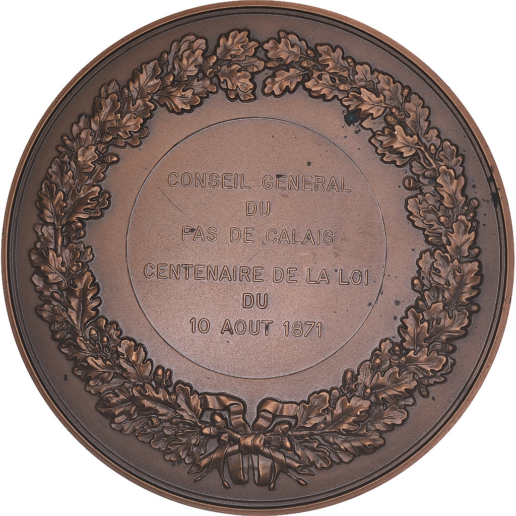 Francia, medalla, Conseil Général du Pas-de-Calais, Politics, 1971, Oudiné