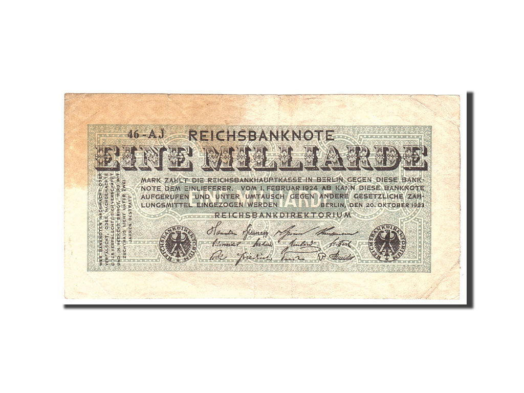 Germany, 1 Milliarde Mark, 1923, KM:122, 1923-10-20, VF(30-35)