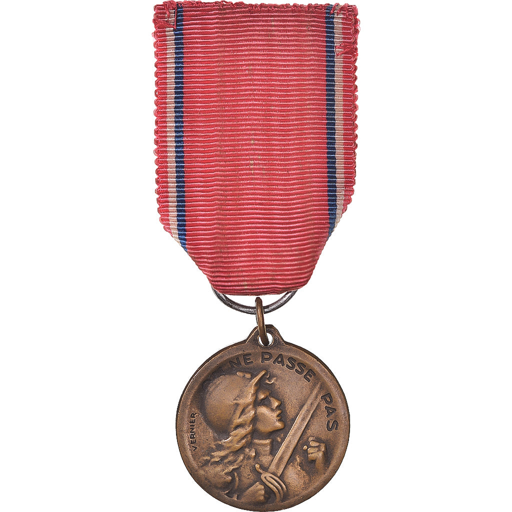 France, Verdun , On ne passe pas, WAR, Medal, 1916, Excellent Quality, Vernier