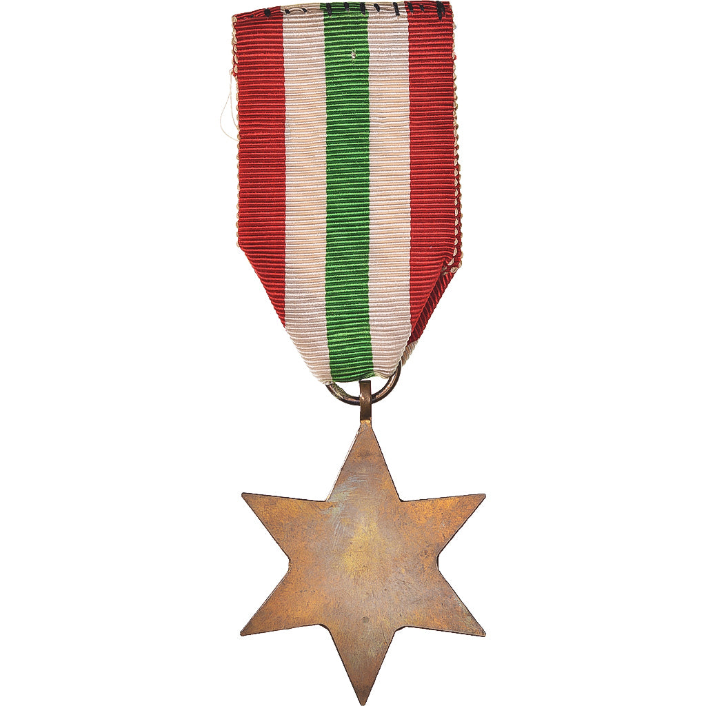 Reino Unido, Georges VI, The Italy Star, WAR, medalla, 1939-1945, Excellent