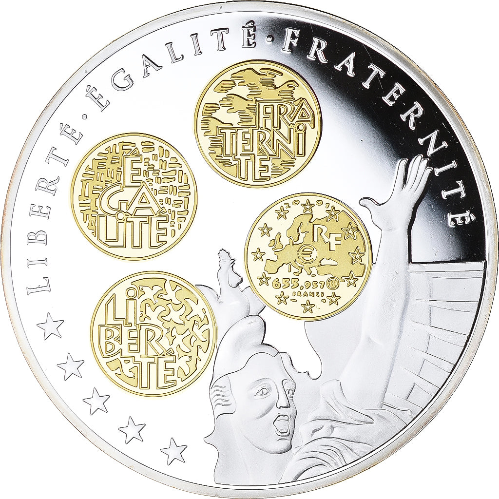 France, Médaille, 10 ans d'adieu au Franc, Liberté, Égalité, Fraternité