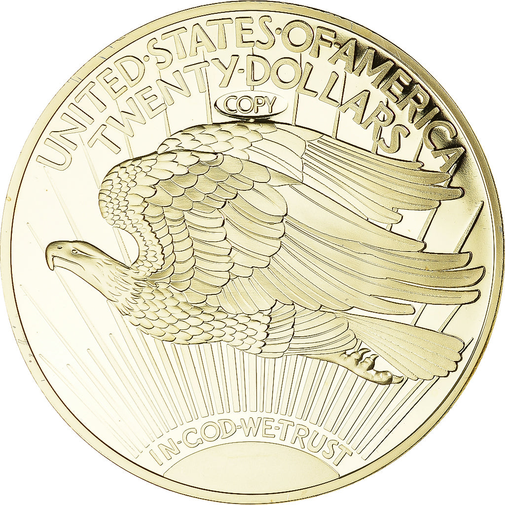 Frankreich, Medaille, Copy Twenty Dollars, Liberty, STGL, Copper Gilt