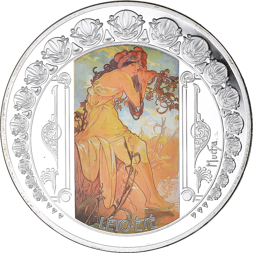 França, medalha, Mucha, Les quatre saisons, Été, MS(65-70), Prata Cromada a