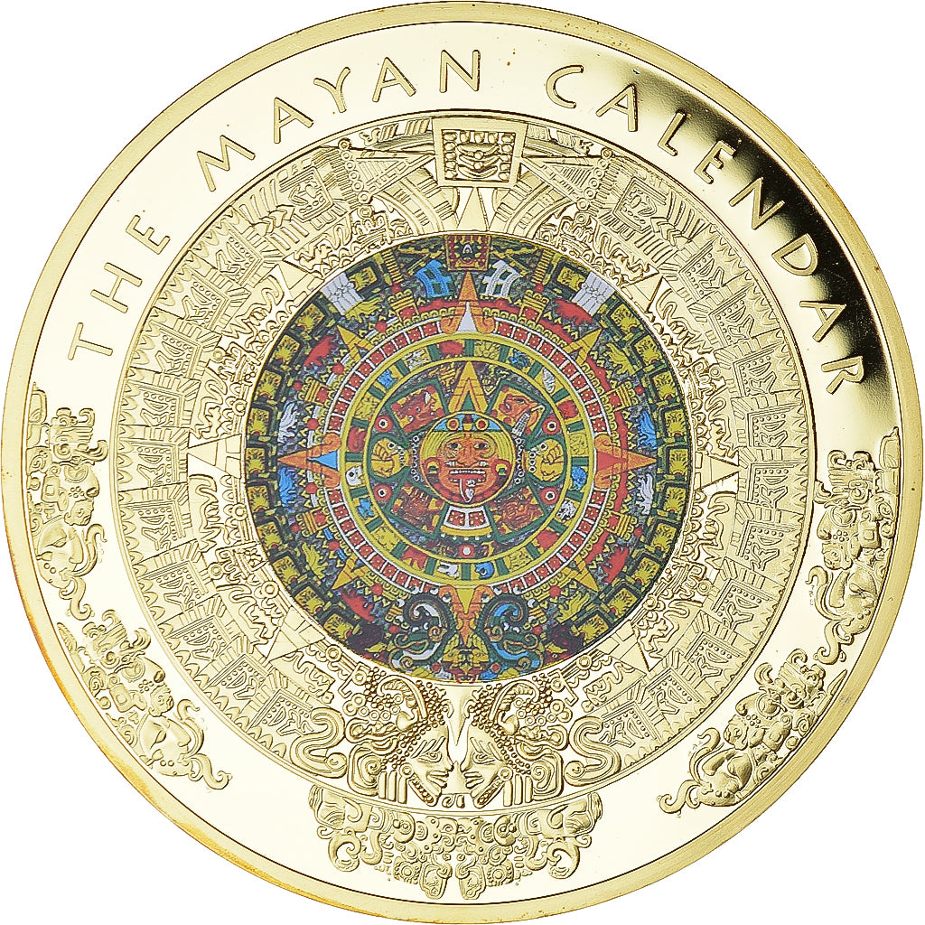 Francia, medaglia, Mayas, The Mayan Calendar, FDC, Rame dorato