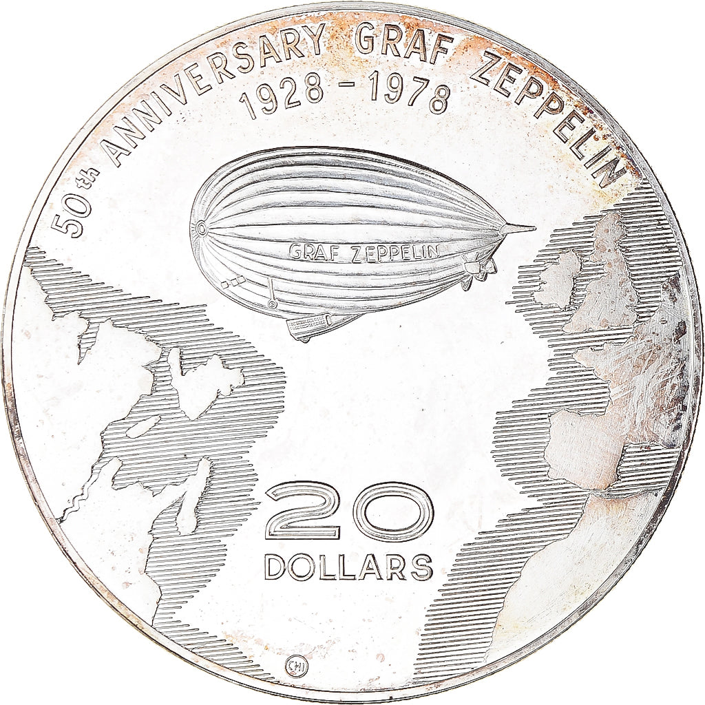 Monnaie, DOMINICA, Graf Zeppelin, 20 Dollars, 1978, Proof, SPL, Argent