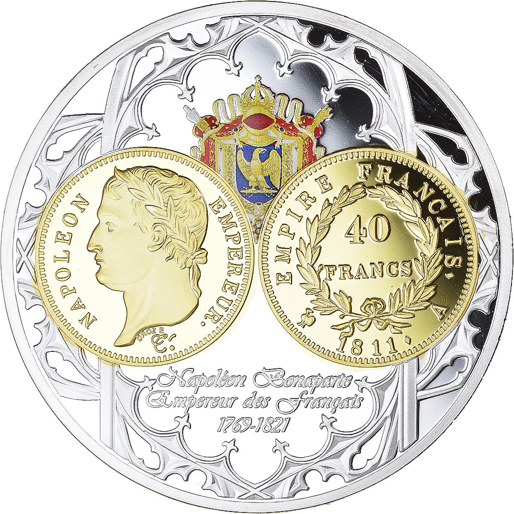 Francia, medalla, Monarques Européens, Napoléon Bonaparte, History, FDC, Plata