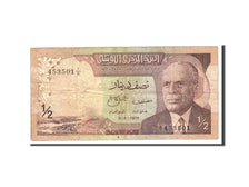 Tunisia, 1/2 Dinar, 1972, KM:66a, 1972-08-03, VF(20-25)