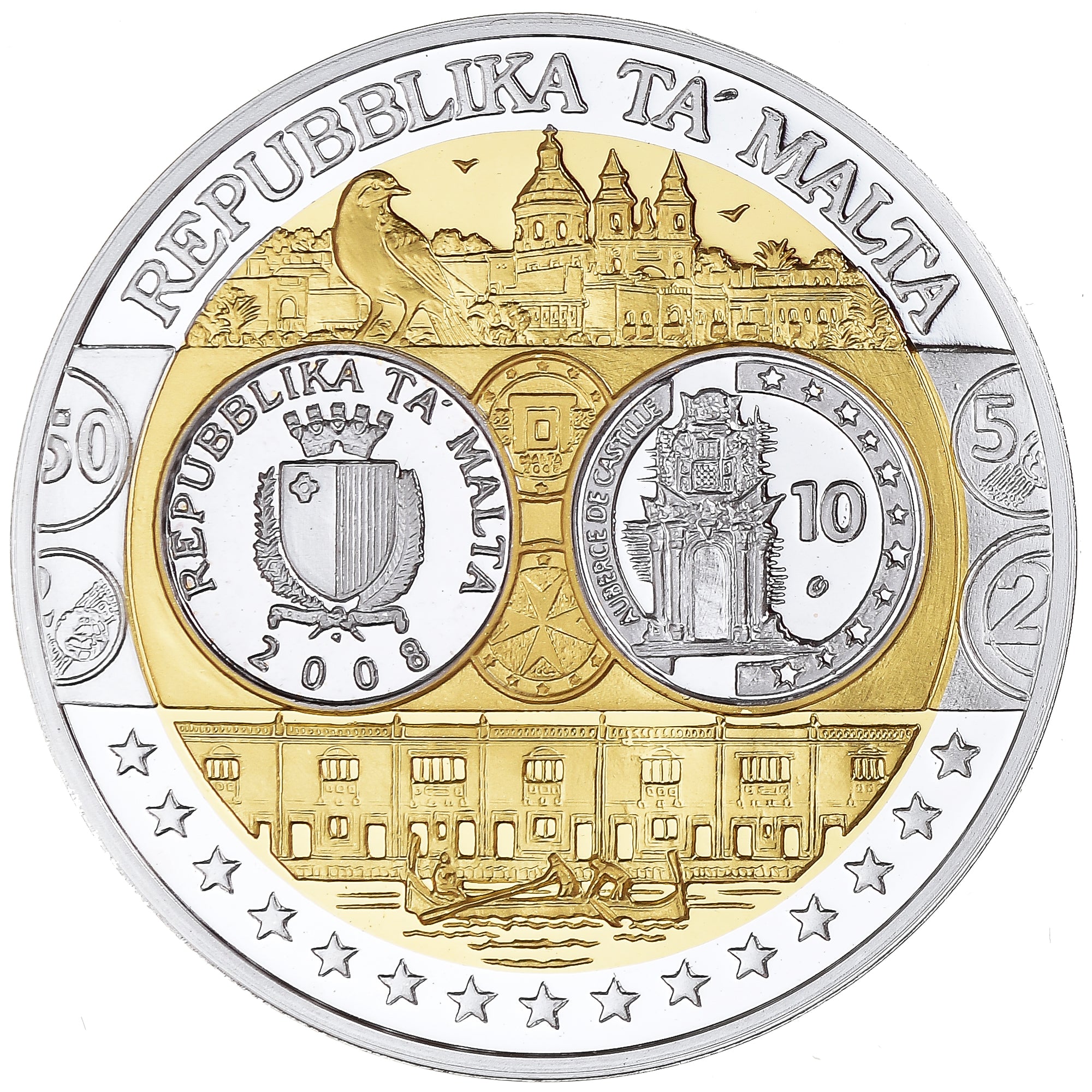 Malta, medalla, Euro, Europa, Politics, FDC, FDC, Plata