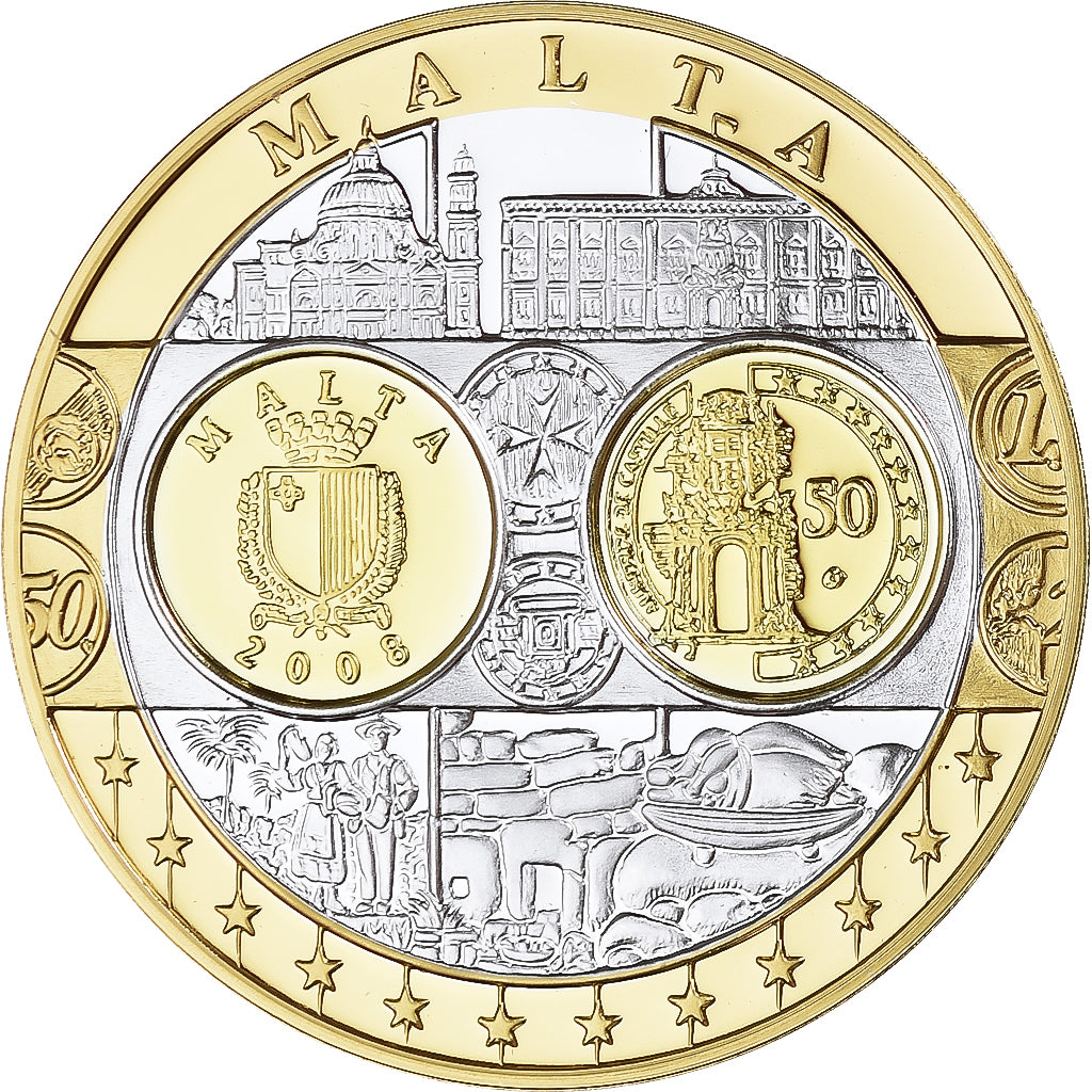 Malta, Medaille, Euro, Europa, Politics, FDC, FDC, Zilver