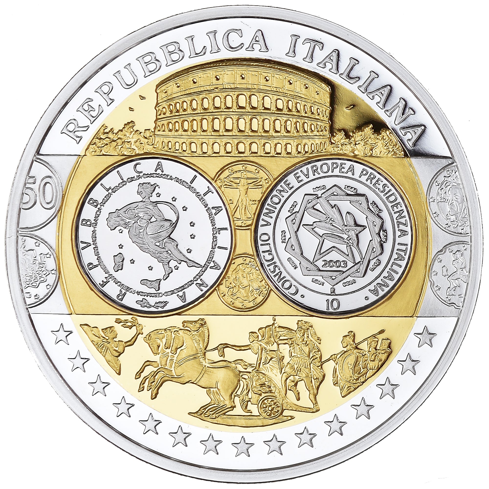 Italie, Médaille, Euro, Europa, Politics, FDC, FDC, Argent
