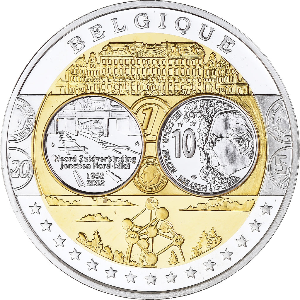 Belgium, Medal, Euro, Europa, Politics, FDC, MS(65-70), Silver
