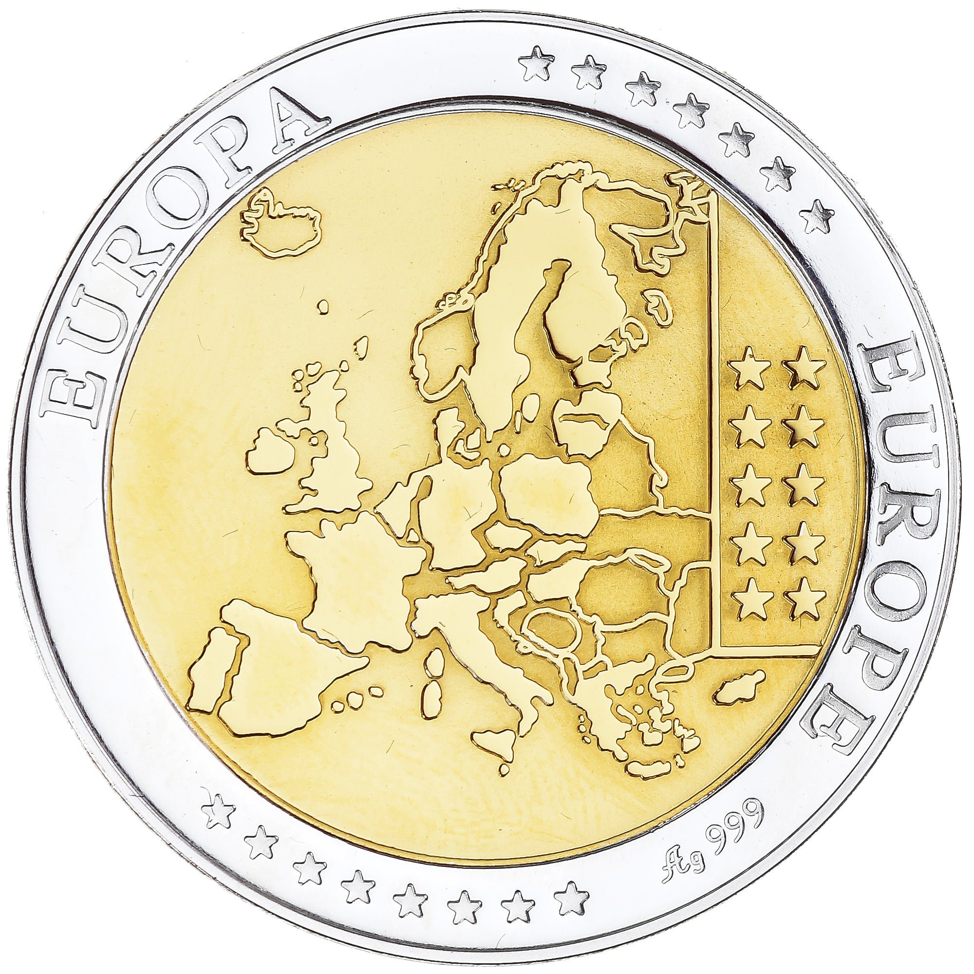 Belgium, Medal, Euro, Europa, Politics, FDC, MS(65-70), Silver