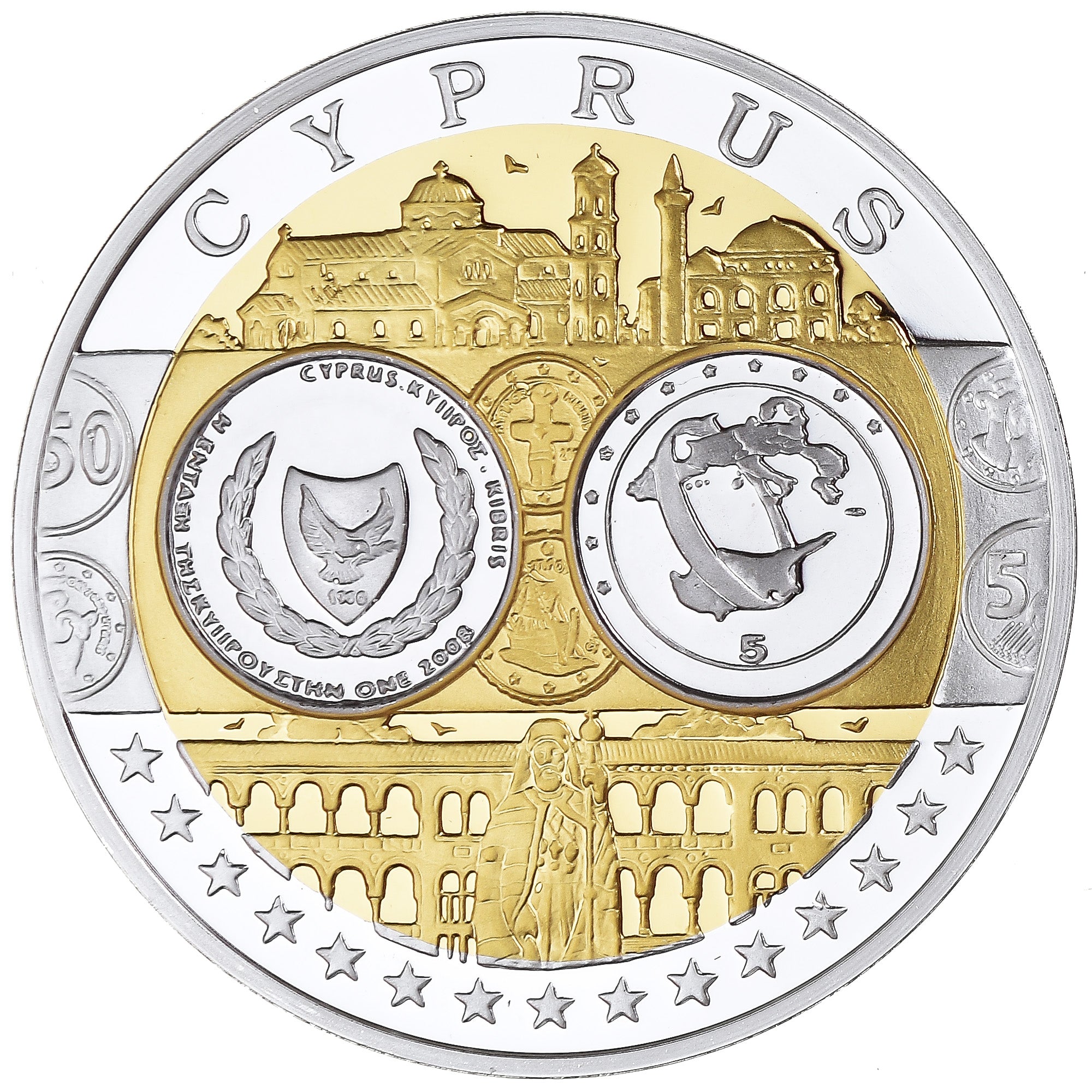 Chypre, Médaille, Euro, Europa, Politics, FDC, Argent