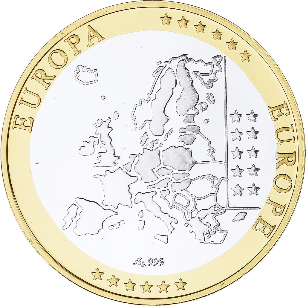 Irlandia, medal, Euro, Europa, Politics, FDC, MS(65-70), Srebro