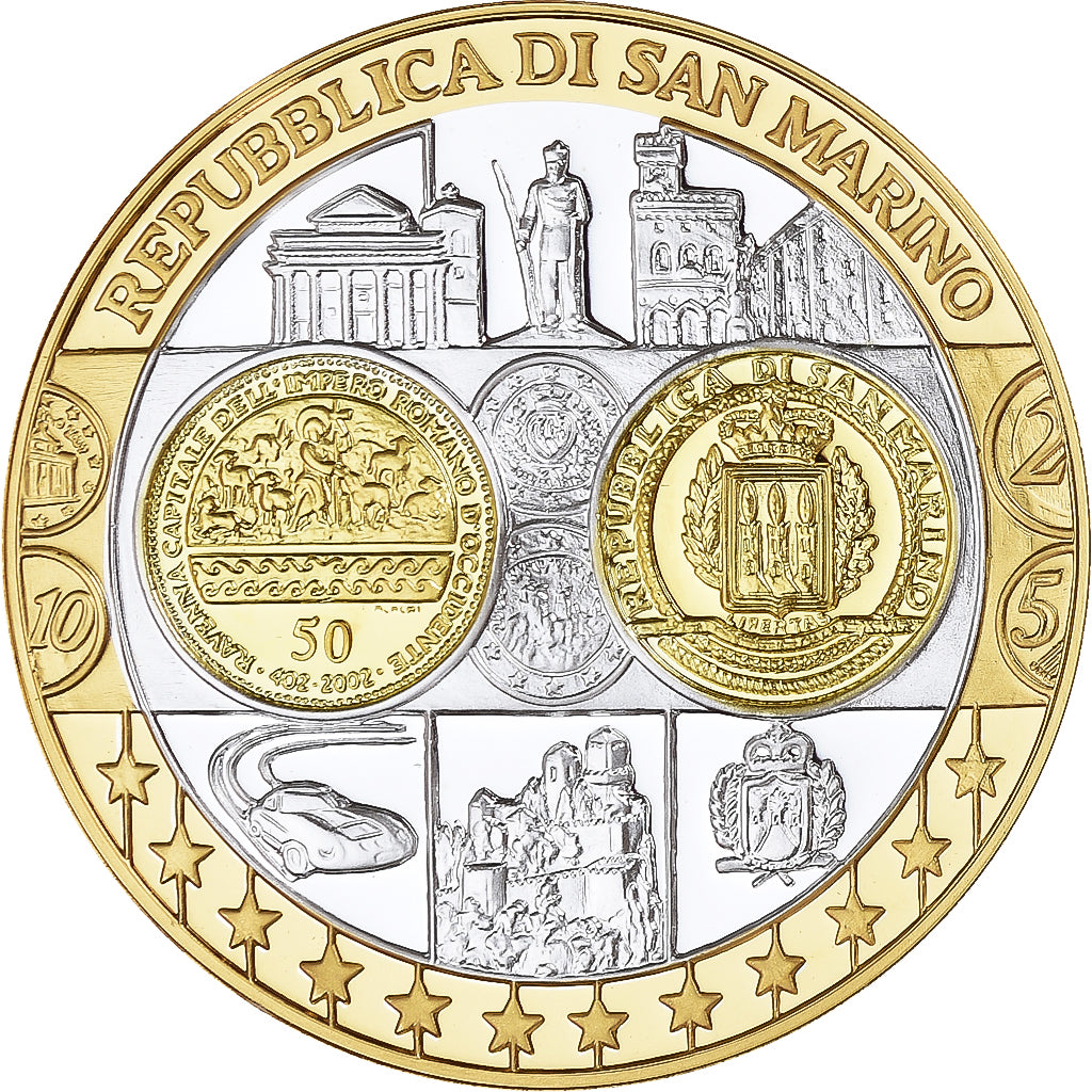 San Marino, medalha, Euro, Europa, Politics, MS(65-70), Prata