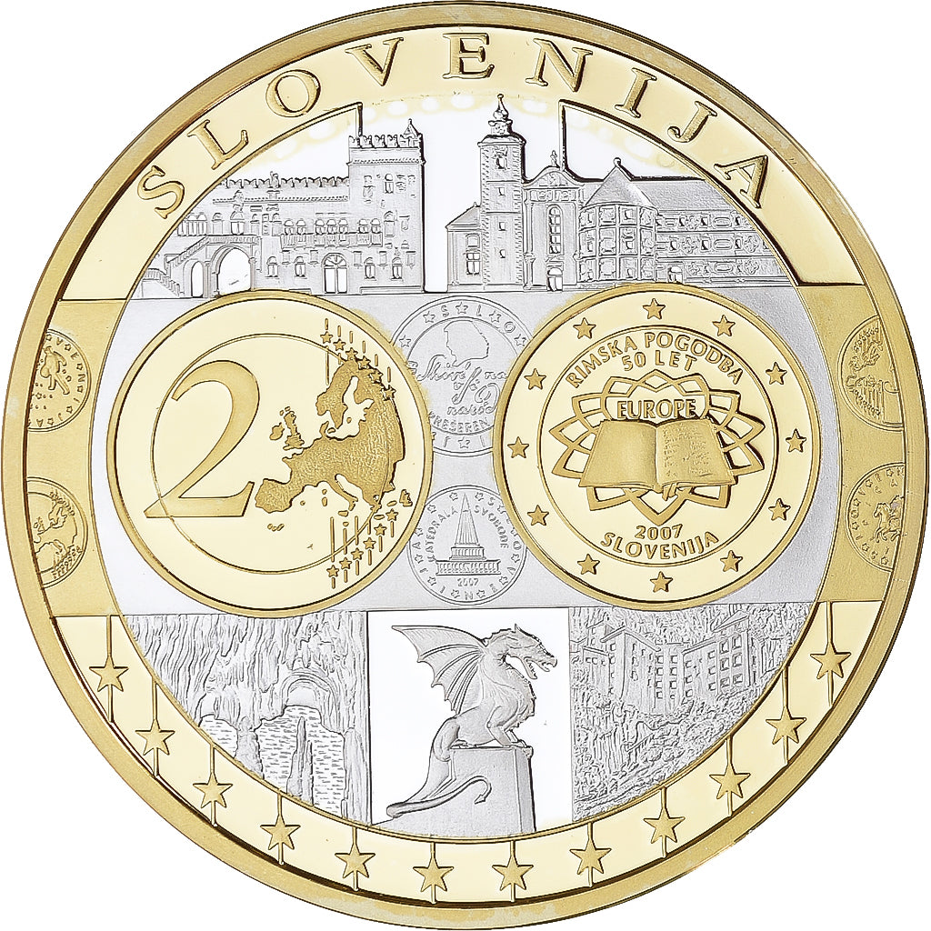 Slovenia, Medal, Euro, Europa, Politics, FDC, MS(65-70), Silver