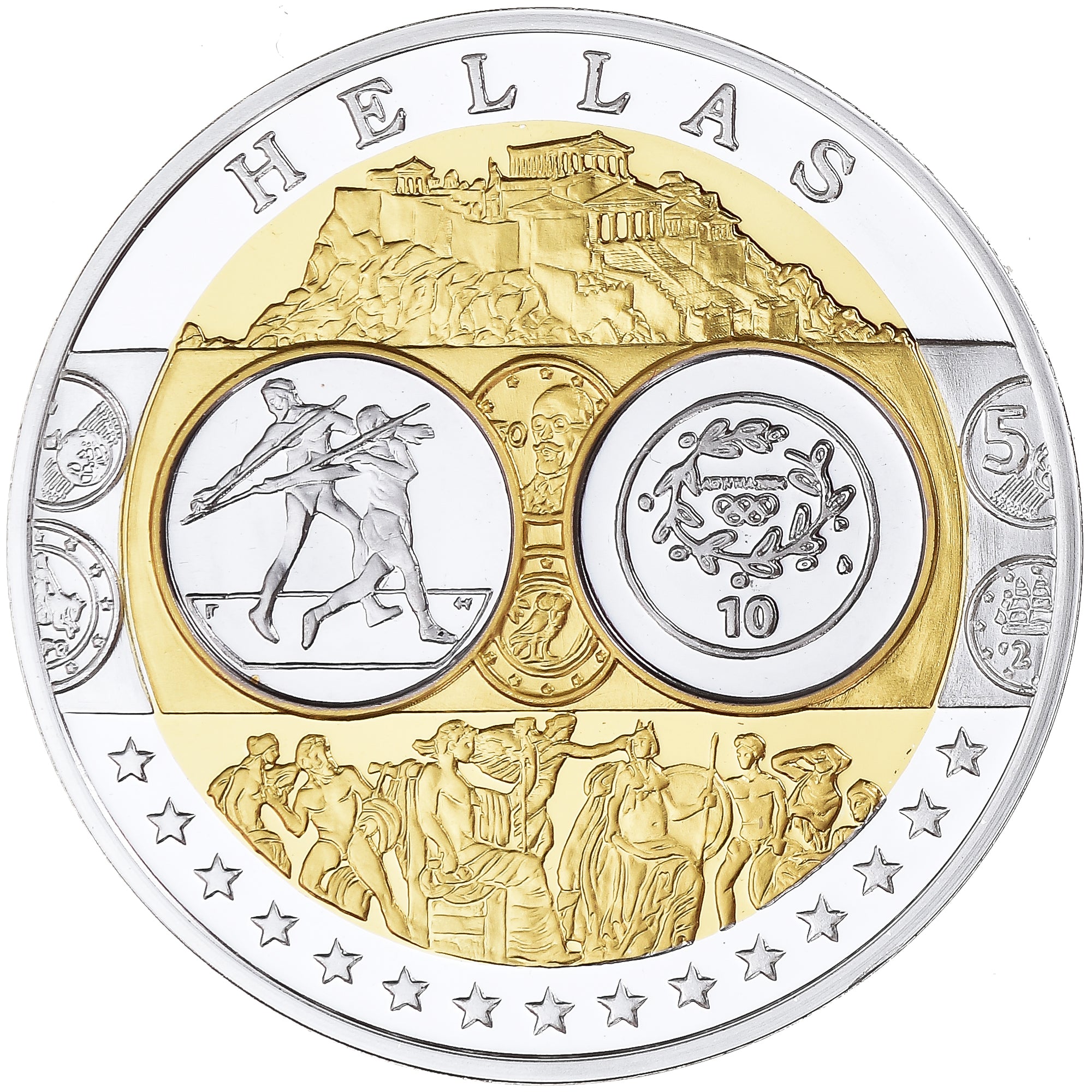 Grécia, medalha, L'Europe, Politics, MS(65-70), Prata