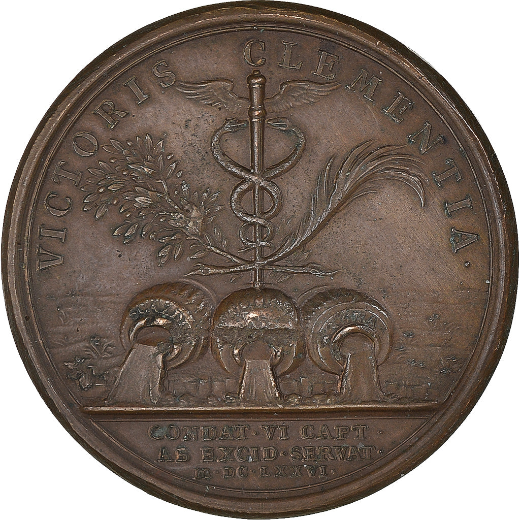 France, Medal, Louis XIV, Prise de Condé, History, 1676, Mauger, AU(50-53)