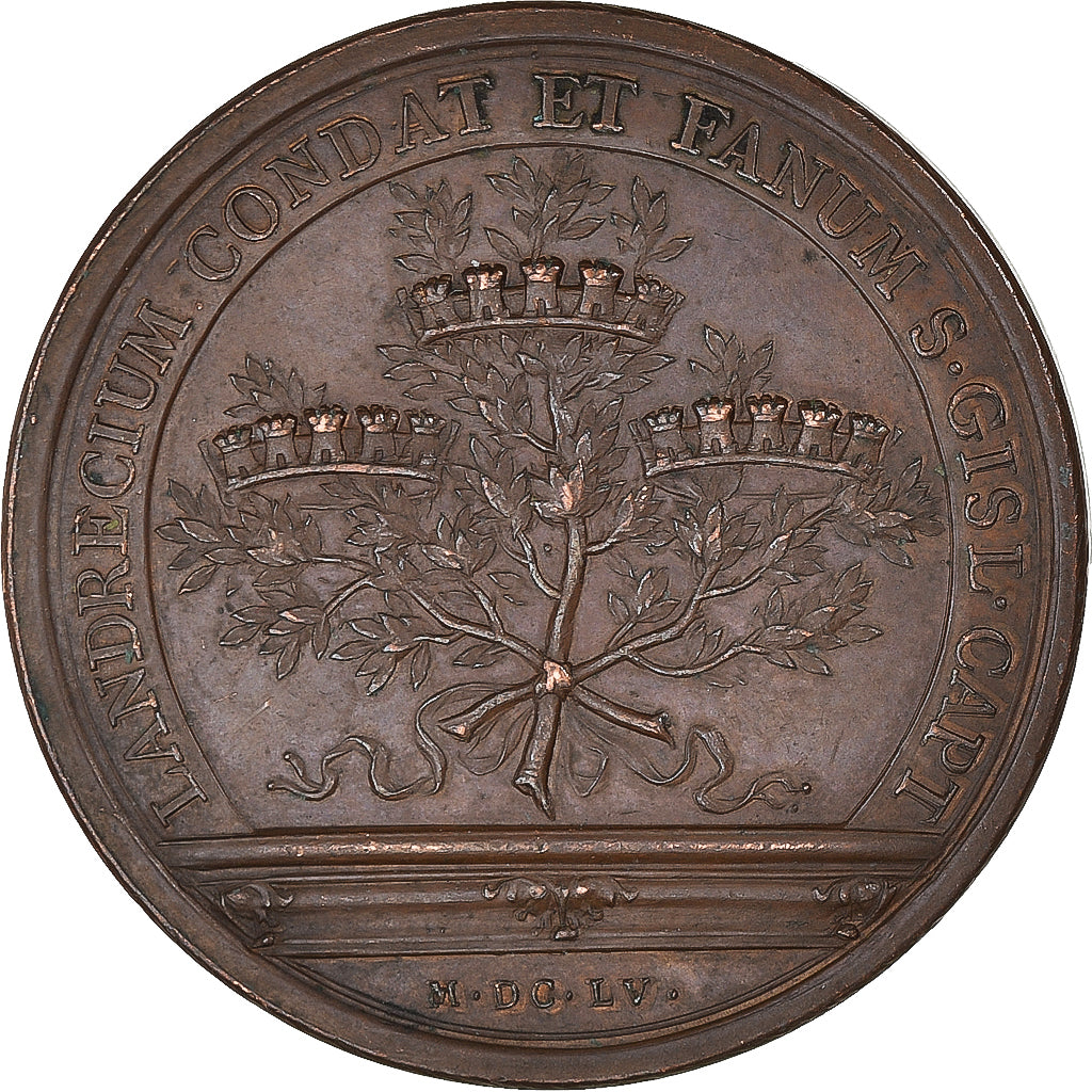 França, medalha, Louis XIV, Prise de Landrecies, Condé et Saint-Ghislain