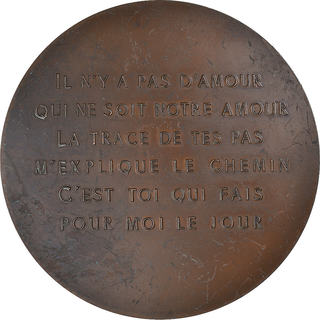 France, Medal, Louis Aragon, Arts & Culture, 1982, Delaunay, EF(40-45), Bronze