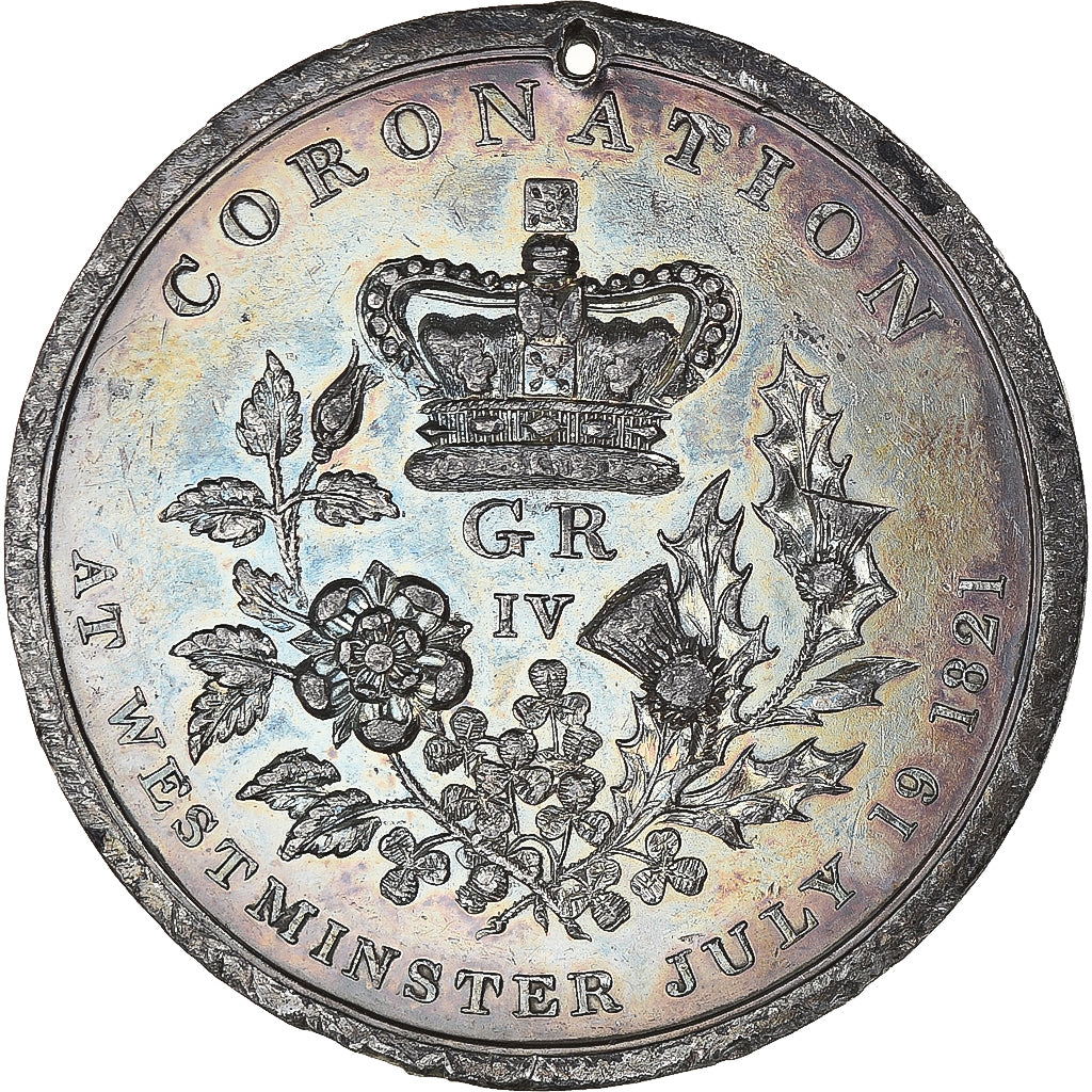 Royaume-Uni, Médaille, Coronation of Georges IV, History, 1821, TTB, Etain