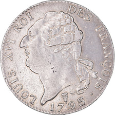 Coin, France, Louis XVI, ECU, 6 Livres, 1793, Bordeaux, AU(50-53), Silver