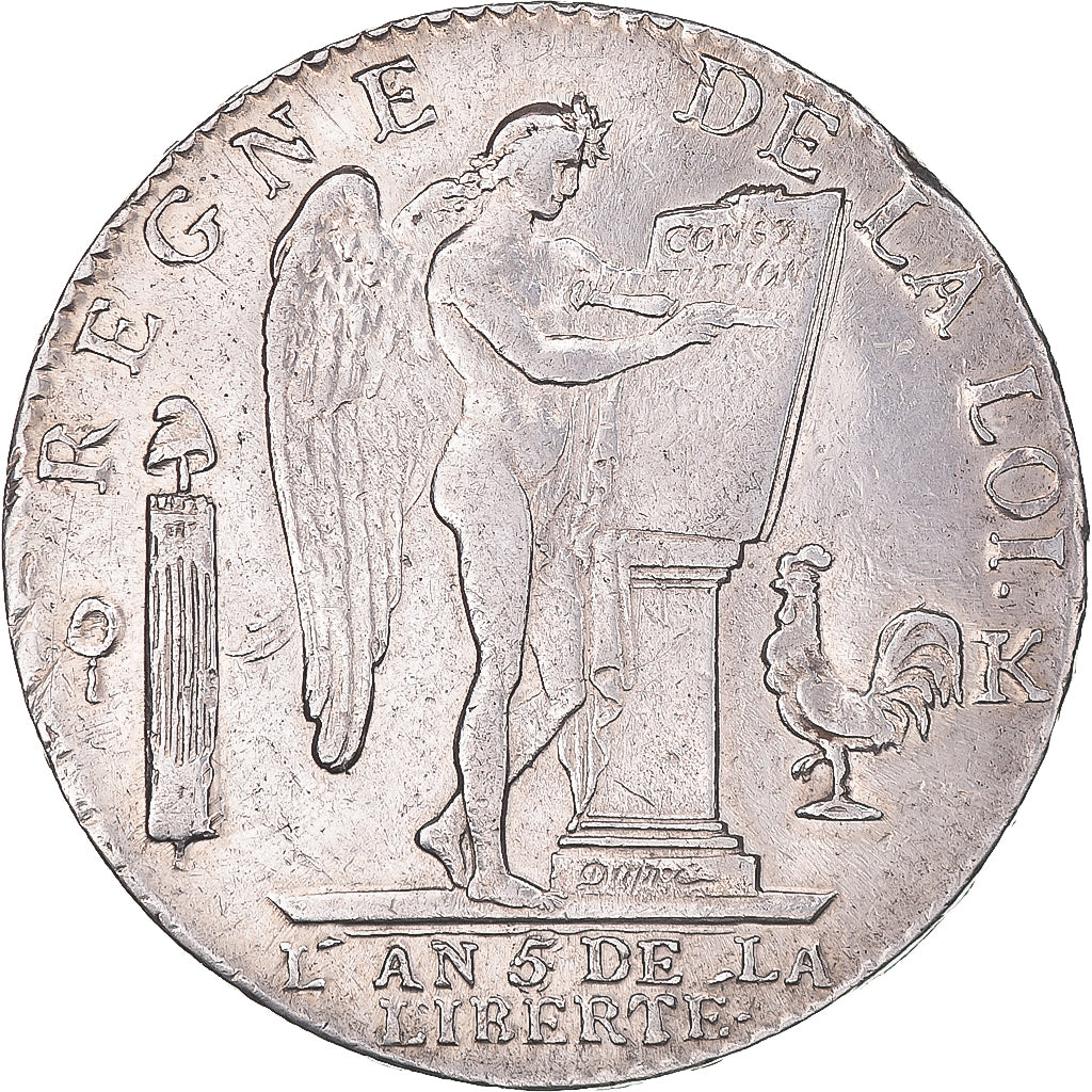 Coin, France, Louis XVI, ECU, 6 Livres, 1793, Bordeaux, AU(50-53), Silver