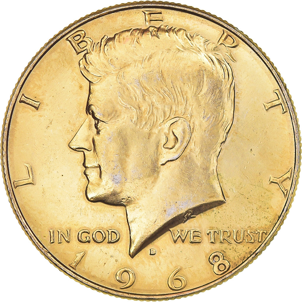 Monnaie, États-Unis, Kennedy, Half Dollar, 1968, Denver, TTB+, Vermeil, KM:202a
