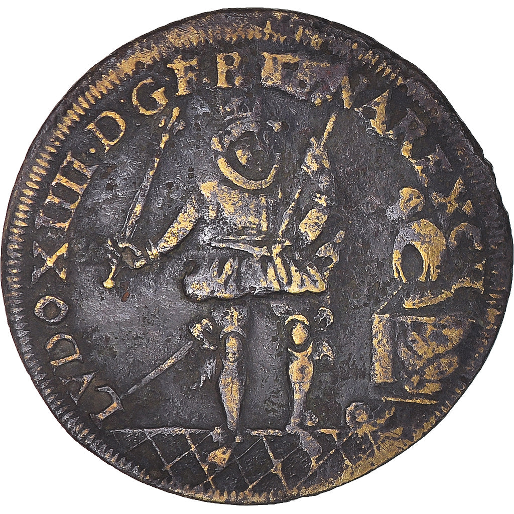 Francja, Token, Louis XIII Le Juste, Historia, 1618, VF(20-25), Mosiądz