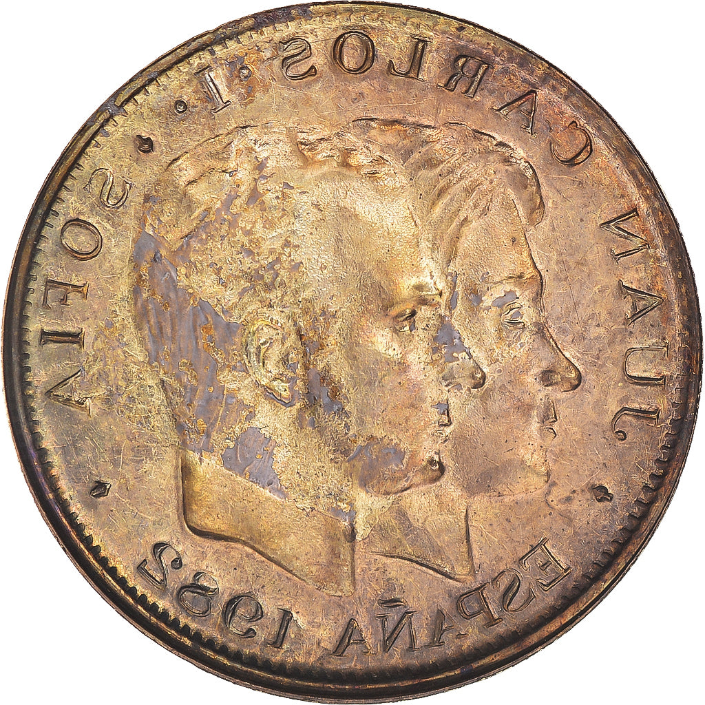 Spain, Token, Juan Carlos Ier et Sofia, 1982, Cliché Uniface, AU(50-53), Copper