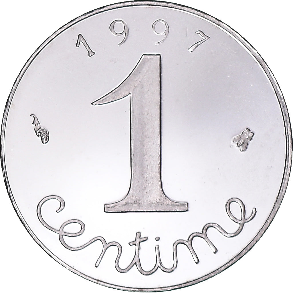 Moeda, França, Épi, Centime, 1997, Paris, Proof, MS(65-70), Aço Inoxidável