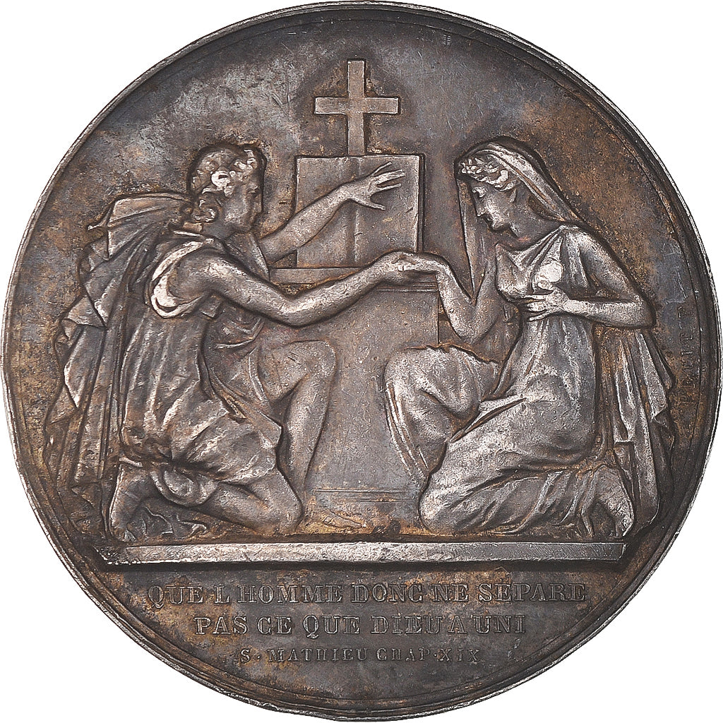 France, Medal, Noces, Mariage, Religion, Petit, AU(50-53), Silver