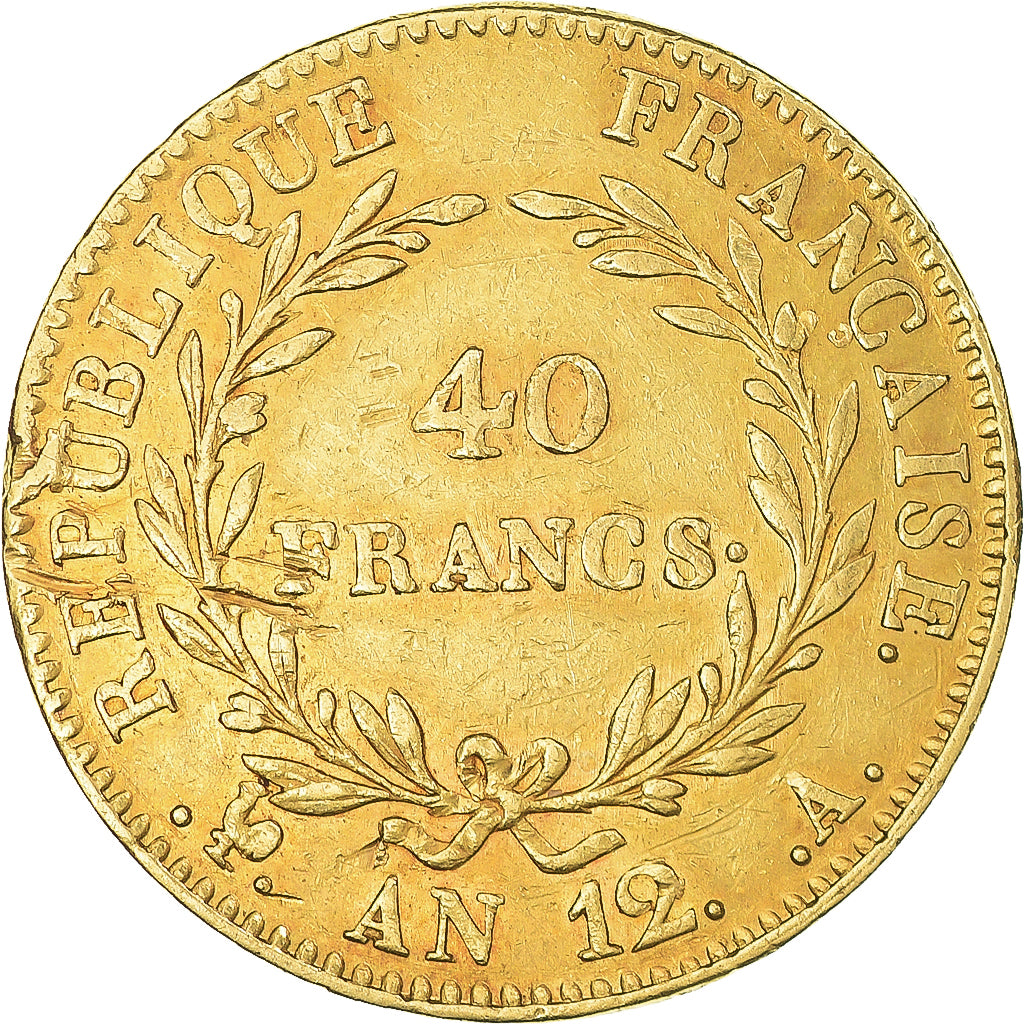 Coin, France, Napoléon I, 40 Francs, An 12 (1804), Paris, AU(50-53), Gold