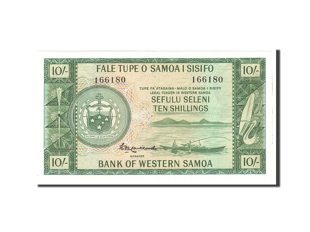Western Samoa, 10 Shillings, 1963, KM:13a, Undated, UNC(63)