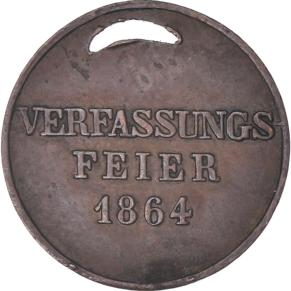 Deutschland, betaalpenning, München Verfassungsfeier, 1864, SS+, Kupfer