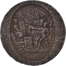 Moeda, França, Monneron, 5 Sols, 1792, Paris, F(12-15), Bronze
