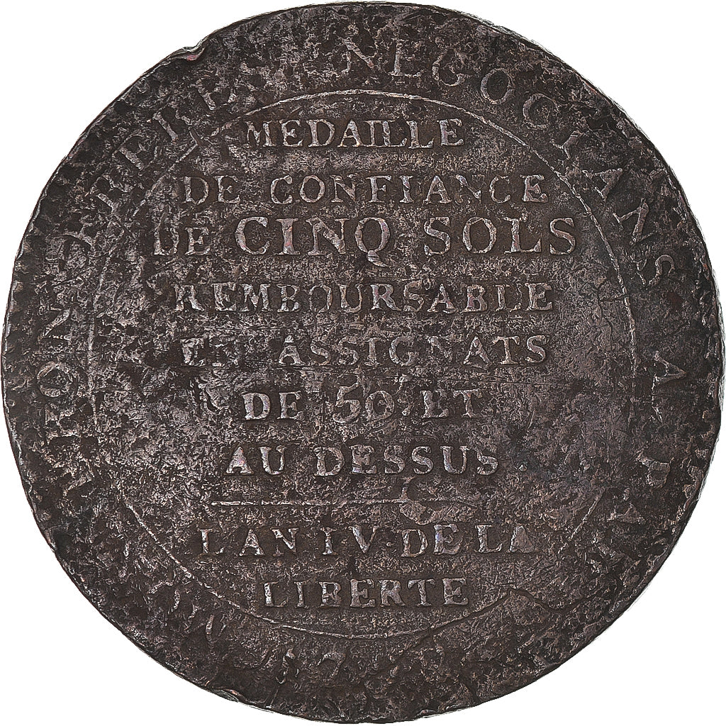 Coin, France, Monneron, 5 Sols, 1792, Paris, F(12-15), Bronze