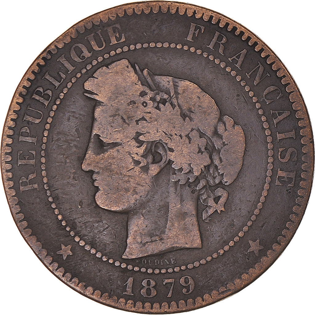 Coin, France, Cérès, 10 Centimes, 1879, Paris, VF(20-25), Bronze, KM:815.1