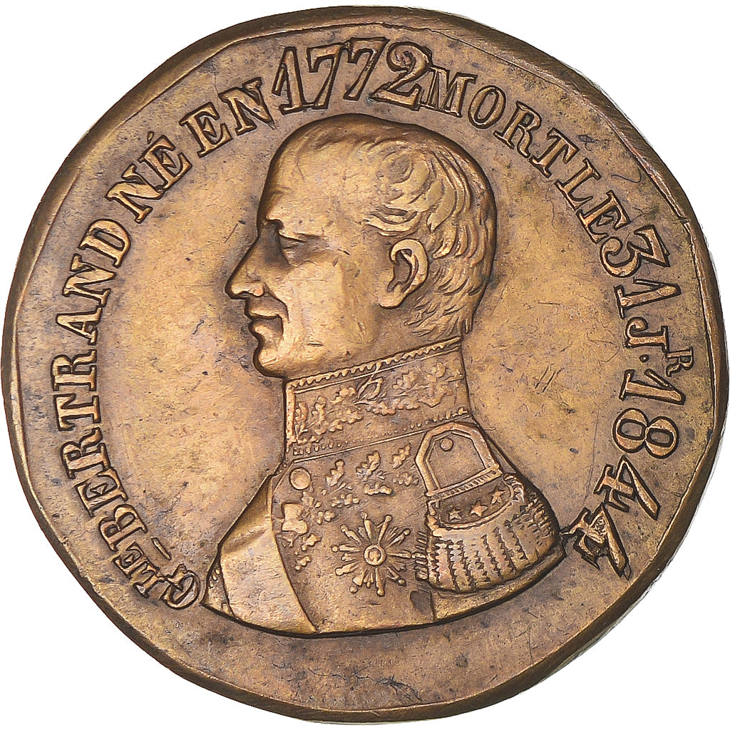 Francia, zeton, Hommage au Général Bertrand, History, 1844, MBC+, Latón