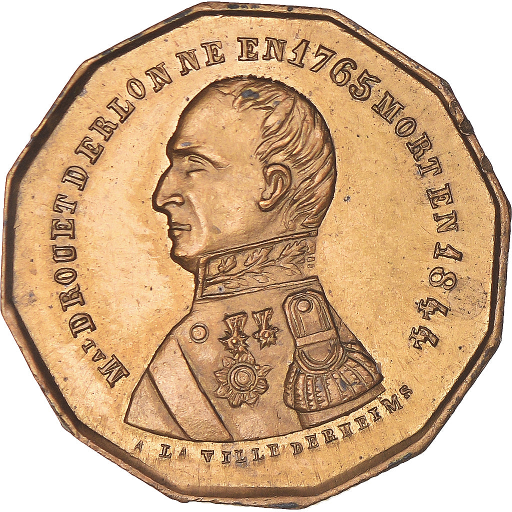 Francia, zeton, Hommage au Général Bertrand, History, 1844, EBC, Latón