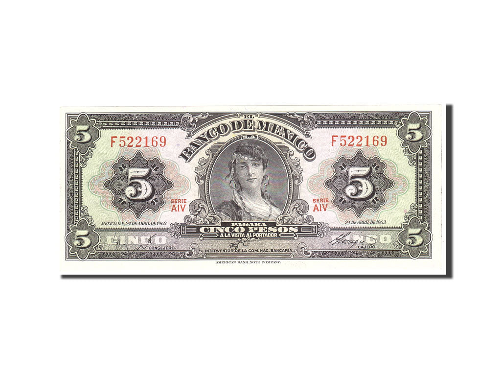 Mexico, 5 Pesos, 1963, KM:60h, 1963-04-24, UNC(65-70)