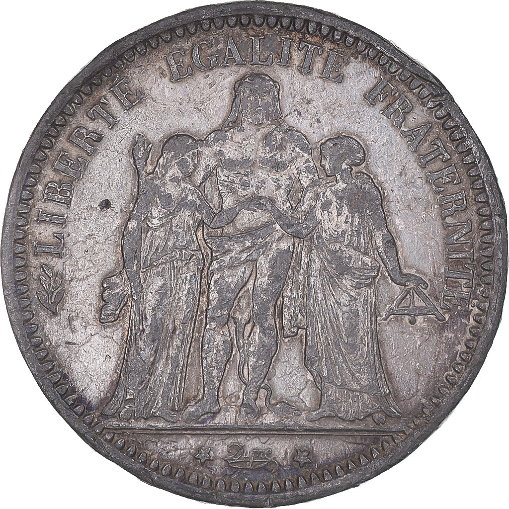 Coin, France, Hercule, 5 Francs, 1873, Paris, Contemporary forgery in tin